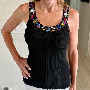 Cache Rhinestone Studded Tank Top Size S